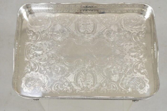 20th century english sheffield adams silver plated scalloped serving platter tray 1622