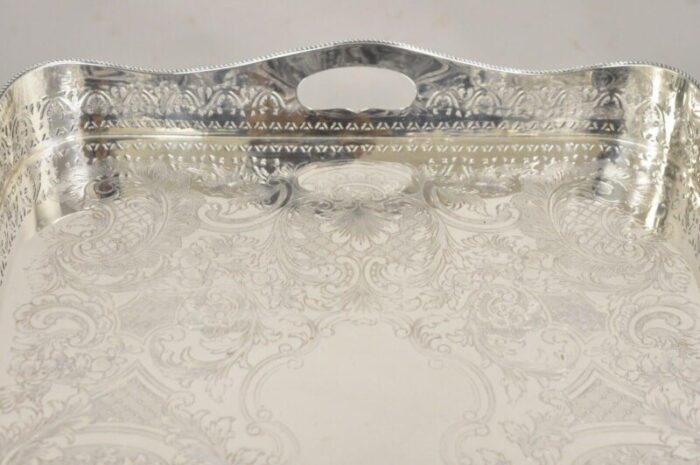 20th century english sheffield adams silver plated scalloped serving platter tray 2465