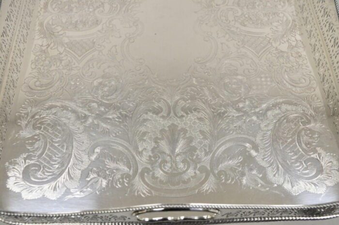 20th century english sheffield adams silver plated scalloped serving platter tray 2767