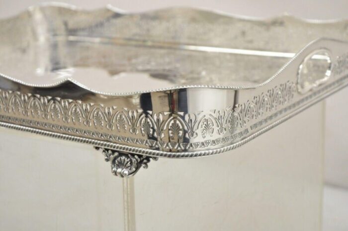 20th century english sheffield adams silver plated scalloped serving platter tray 6704