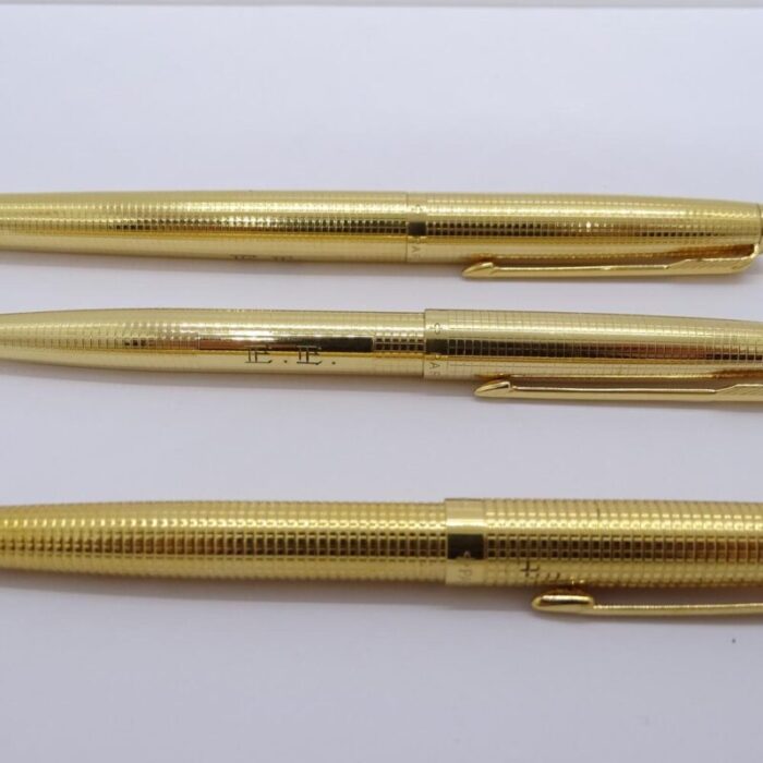 75 custom insignia writing set with case in 14k gold plated from parker 1980s set of 3 4567