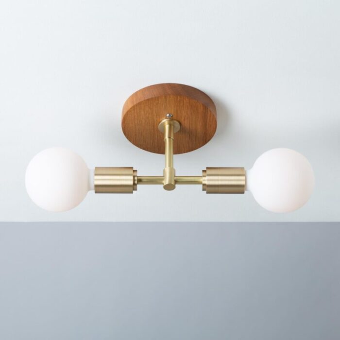 Double Sphere Oak Mount Ceiling Light 1 master