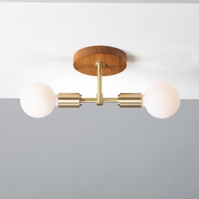 Double Sphere Oak Mount Ceiling Light 2 master