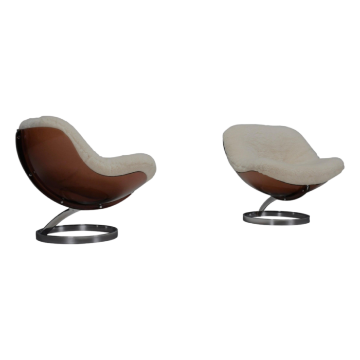 acrylic and wool sphere lounge chairs attributed to boris tabacoff for mmm 1971 set of 2 9210