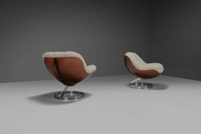 acrylic and wool sphere lounge chairs attributed to boris tabacoff for mmm 1971 set of 2 9418