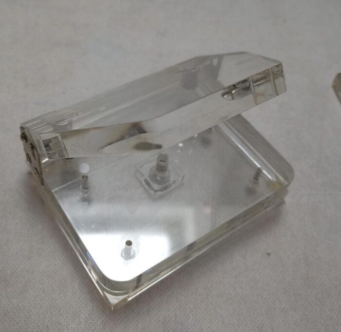 acrylic glass stapler and hole punch 1970s set of 2 1623