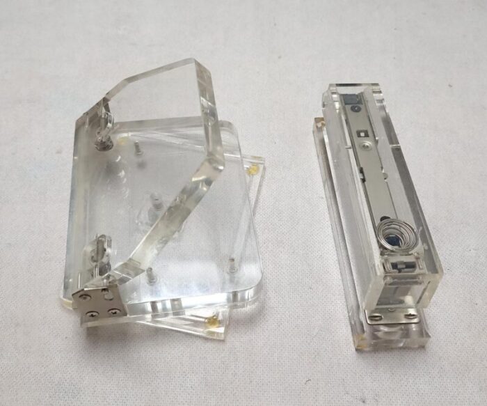 acrylic glass stapler and hole punch 1970s set of 2 3481