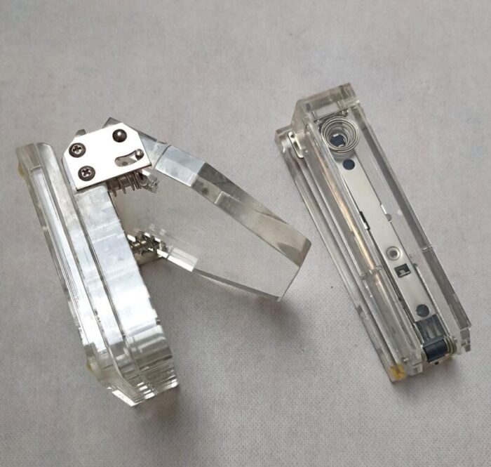 acrylic glass stapler and hole punch 1970s set of 2 6191