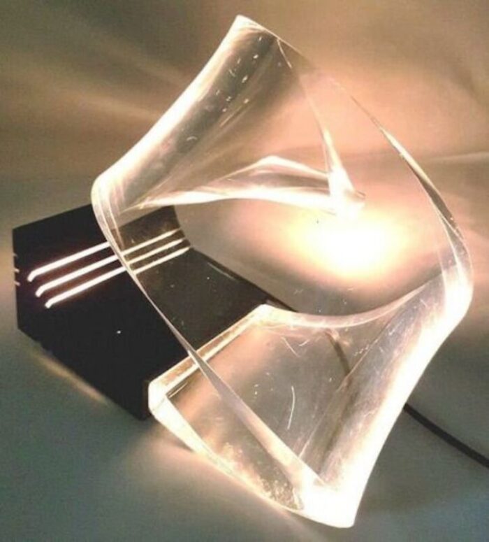 acrylic vortex table lamp by gaetano missaglia 1970s 3