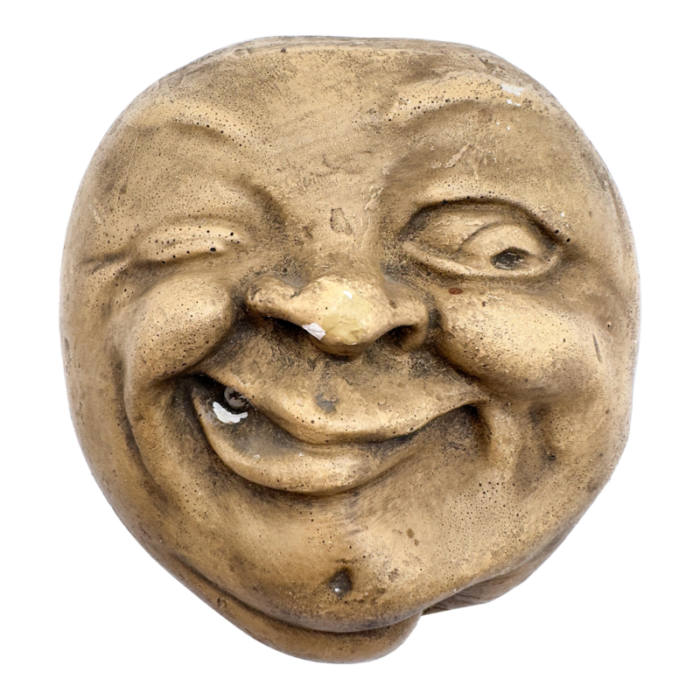 admiration cigars antique chalkware man in the moon with winking eye matchsafe wall plaque c 1910 0743