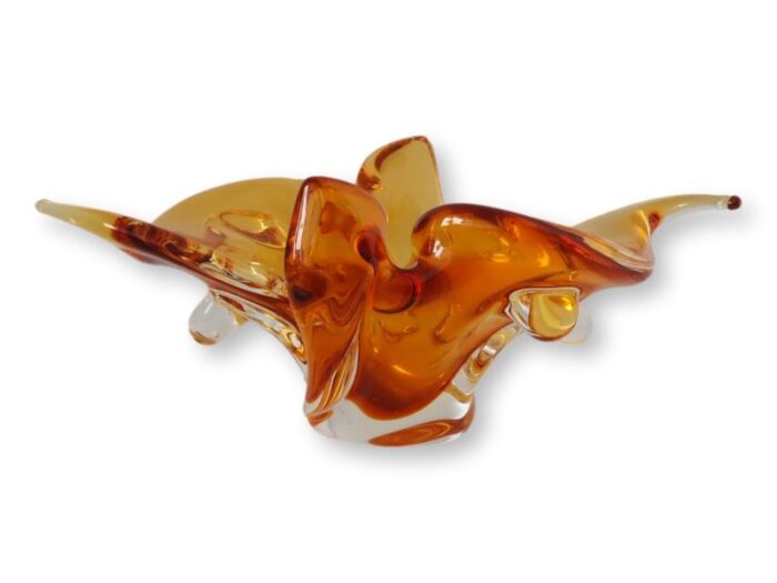 amber murano glass free form bowl 1167