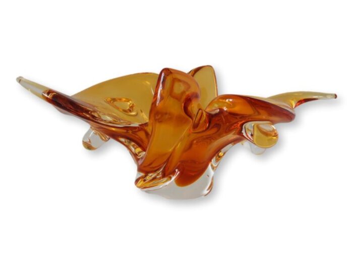 amber murano glass free form bowl 7093