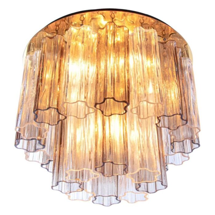 amber venini tronchi murano glass brass flush mount ceiling light by j t kalmar 1