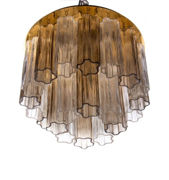 amber venini tronchi murano glass brass flush mount ceiling light by j t kalmar 4