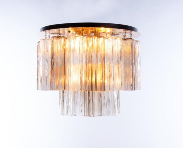 amber venini tronchi murano glass brass flush mount ceiling light by j t kalmar 7