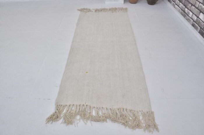 anatolian white hemp kilim rug 1960s 2080