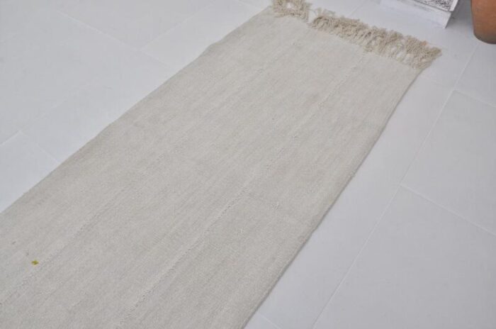 anatolian white hemp kilim rug 1960s 5894