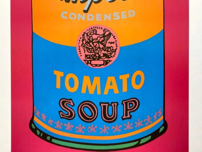 andy warhol foundation vintage 1993 lithograph print pop art poster campbells tomato soup can 1968 0628