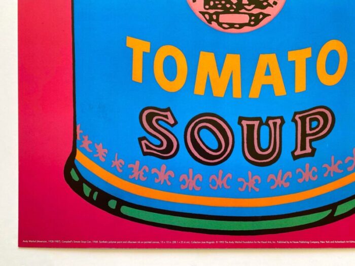 andy warhol foundation vintage 1993 lithograph print pop art poster campbells tomato soup can 1968 9664