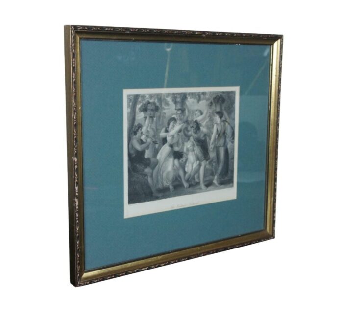 antique 1886 thomas stothard the vintage festival engraving print framed 3330