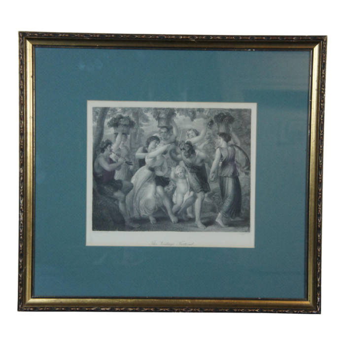 antique 1886 thomas stothard the vintage festival engraving print framed 3885