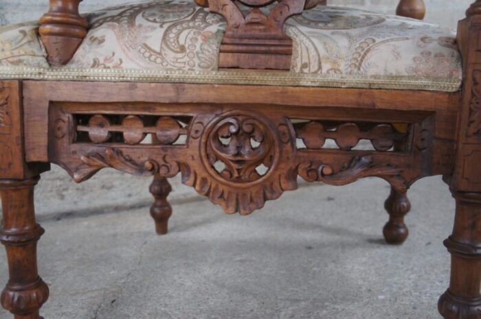 antique 19th century italian renaissance carved walnut putti cherub angel arm chairs set of 2 1287