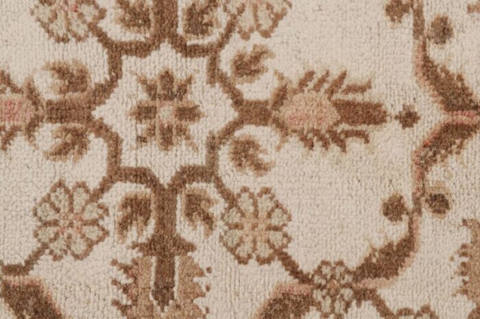 antique agra square rug in white with brown and pink florals from rug and kilim 0970