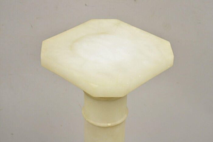 antique alabaster marble empire style carved column pedestal plant stand 0158