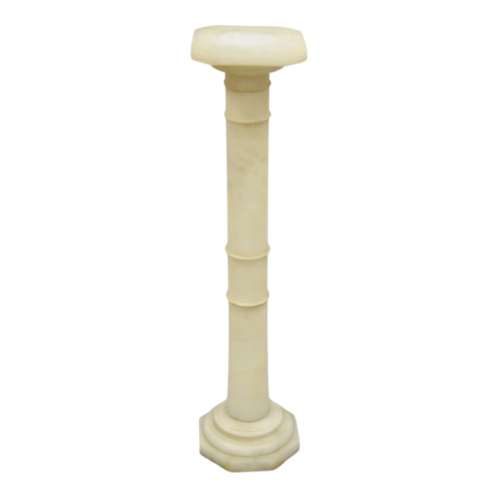 antique alabaster marble empire style carved column pedestal plant stand 7826