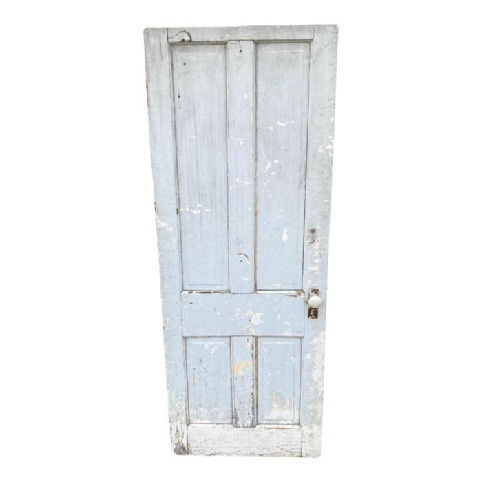 antique architectural salvage gray white distress painted wooden interior door 4832