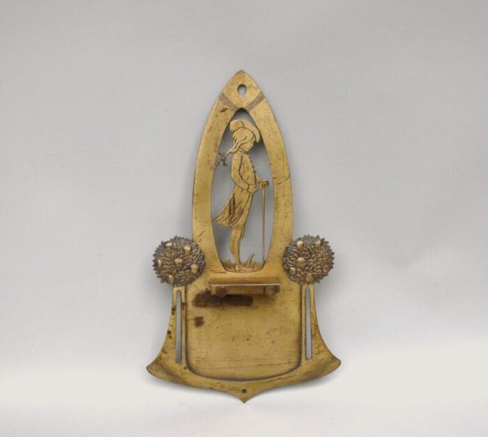 antique art nouveau wall mount in brass 1890s 8499