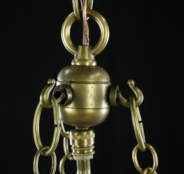 antique bell jar hand blown glass and brass chain pendant light 1888