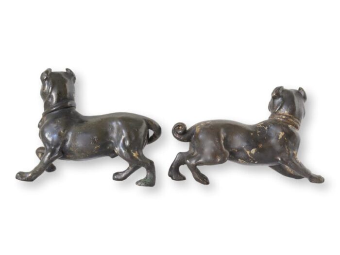 antique bronze pug dogs a pair 2488