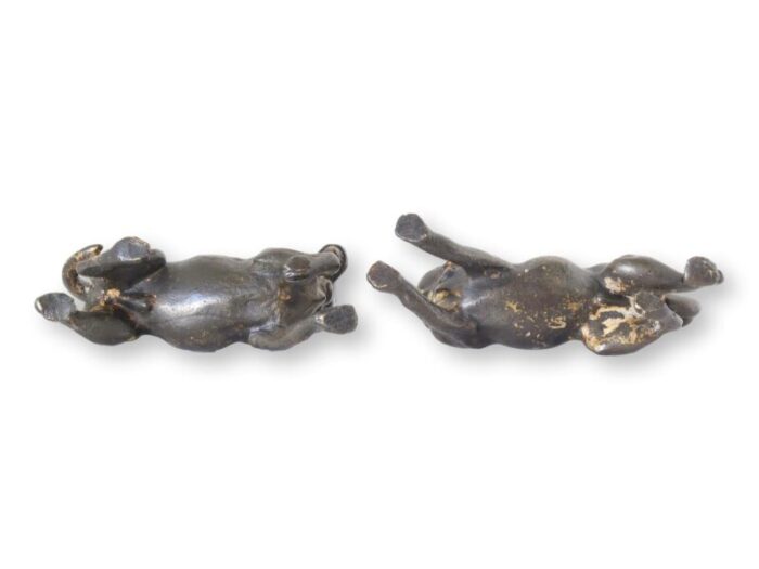 antique bronze pug dogs a pair 4971