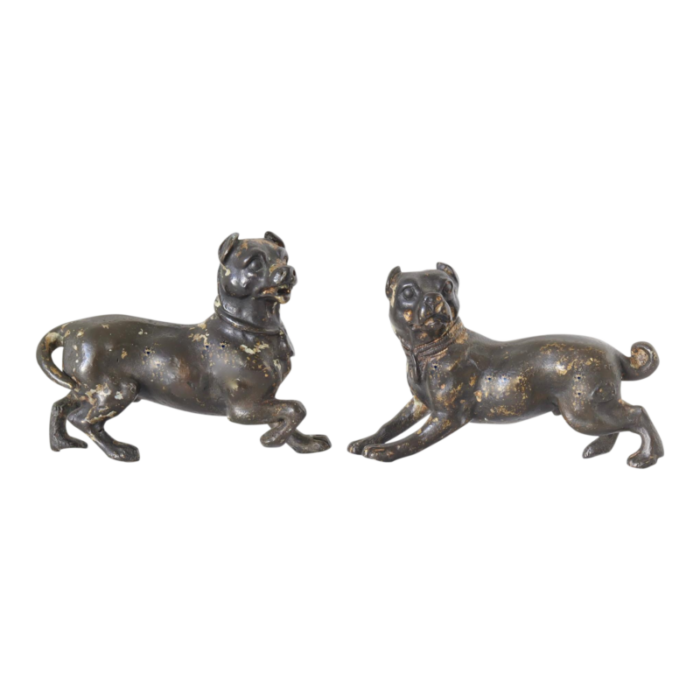 antique bronze pug dogs a pair 8076