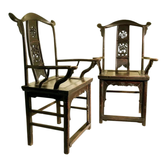 antique chinese arm chairs high back pair circa 1800 1849 2872