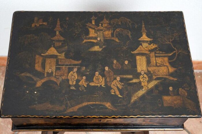 antique chinese papier mache worktable 2443