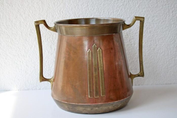 antique copper and brass planter 1890 1087