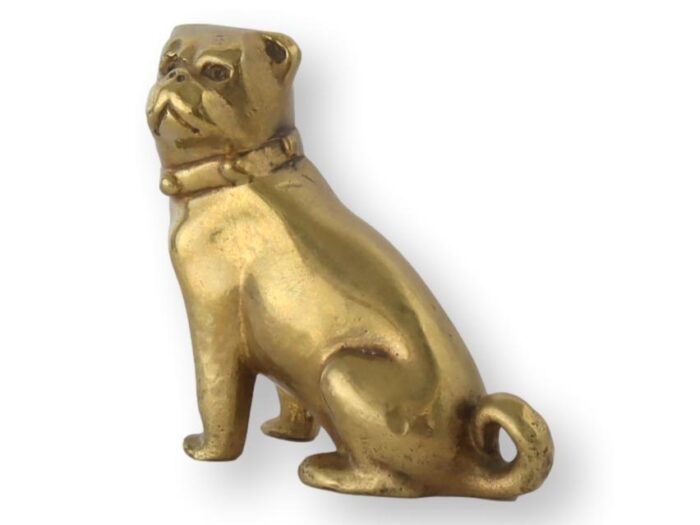 antique english brass pug dog paperweight figure 0020 scaled