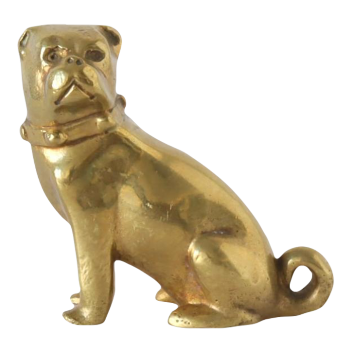 antique english brass pug dog paperweight figure 2949