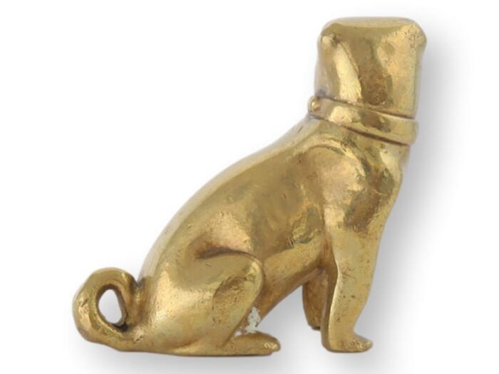 antique english brass pug dog paperweight figure 3523