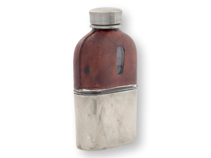 antique english leather wrapped mini flask 1525