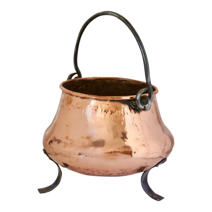 antique french copper footed cauldron pot 6683