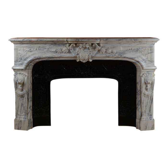 antique french louis xvregency style breche violette marble mantel 19th century 9151