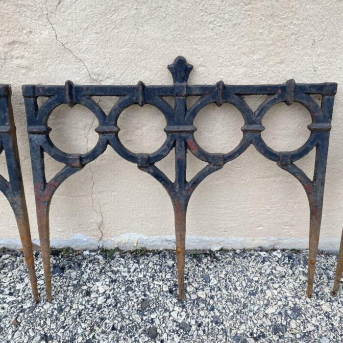 antique french victorian cast iron outdoor garden fence edge edging set of 8 1107