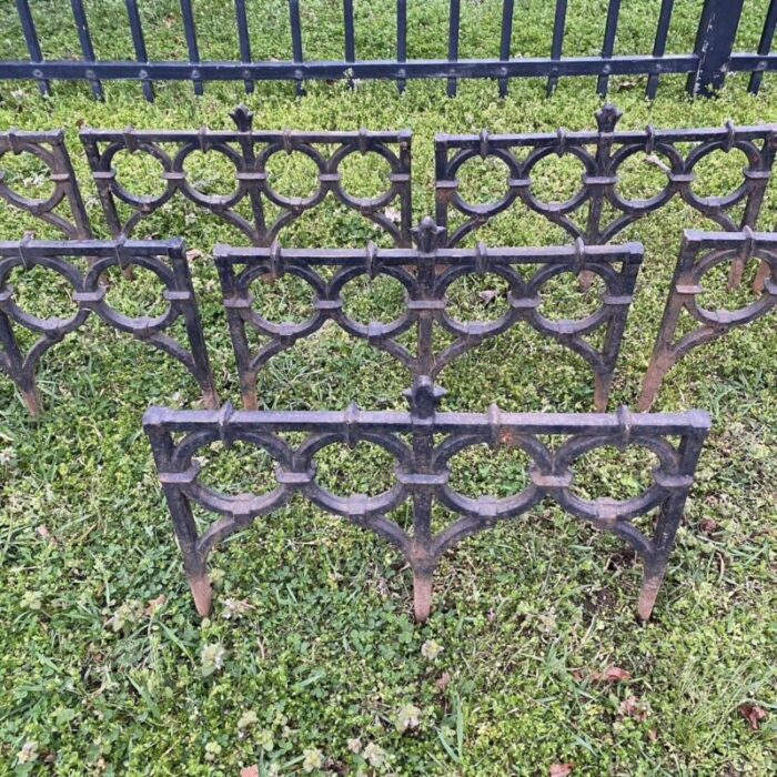 antique french victorian cast iron outdoor garden fence edge edging set of 8 1464