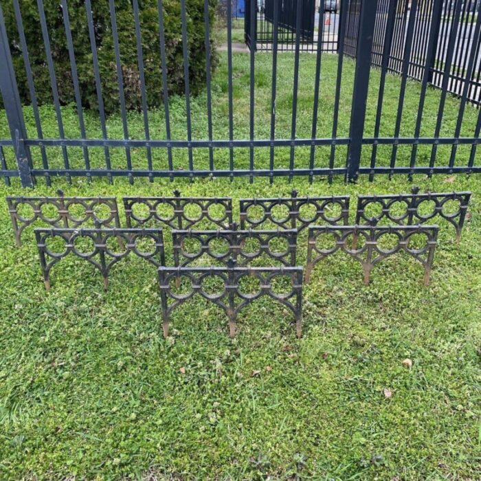 antique french victorian cast iron outdoor garden fence edge edging set of 8 2817