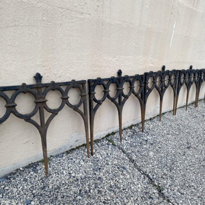 antique french victorian cast iron outdoor garden fence edge edging set of 8 2880