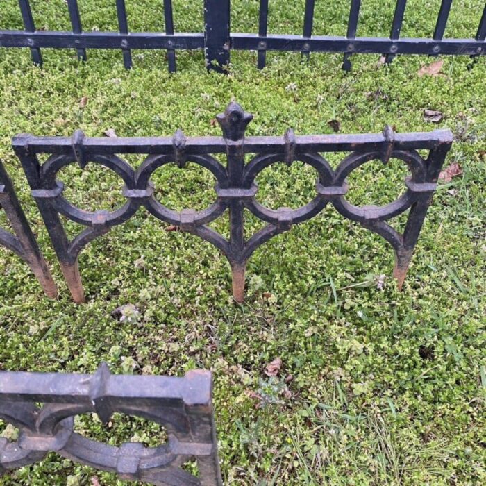 antique french victorian cast iron outdoor garden fence edge edging set of 8 3792