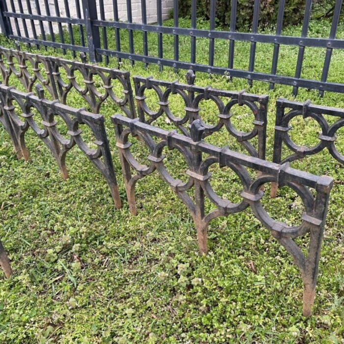 antique french victorian cast iron outdoor garden fence edge edging set of 8 5539